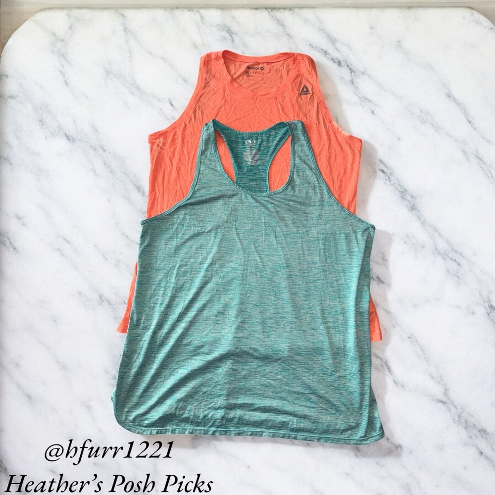 LOT OF 2 WOMEN'S WORKOUT TOPS REEBOK AND ATHLETIC SIZE XL